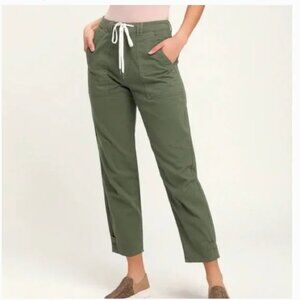 REVOLVE PISTOLA Pamela Drawstring Twill Olive Green Pants Size S